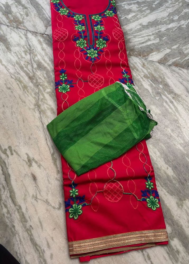 Vibrant Pink Embroidered Kurta Set with Dupatta