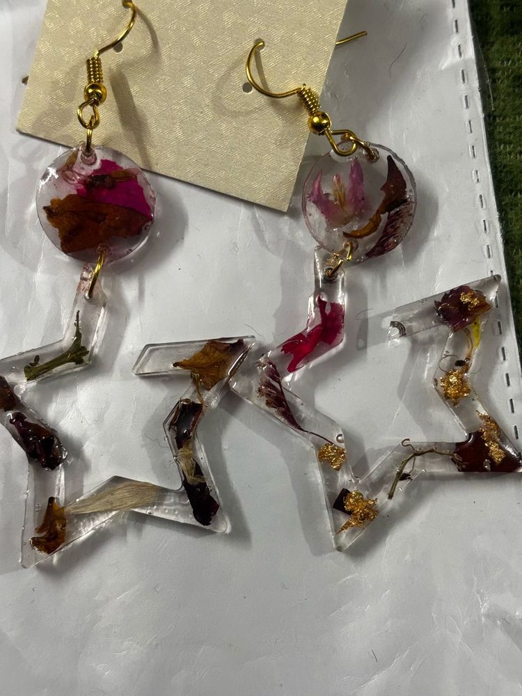 Resin Starburst Earrings with 1 keychain