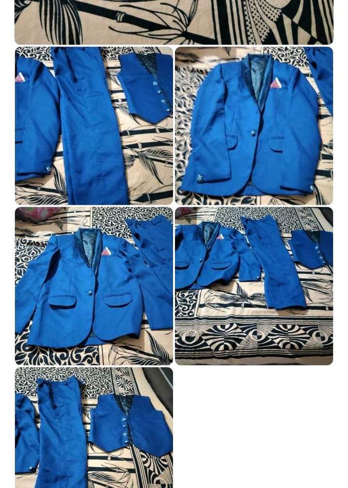 Boys' Blue Suit Set with white shirt