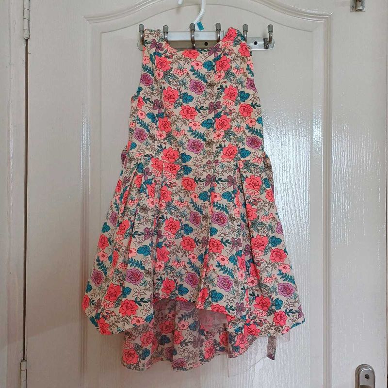Girls High Low Floral Party Dress With Tulle