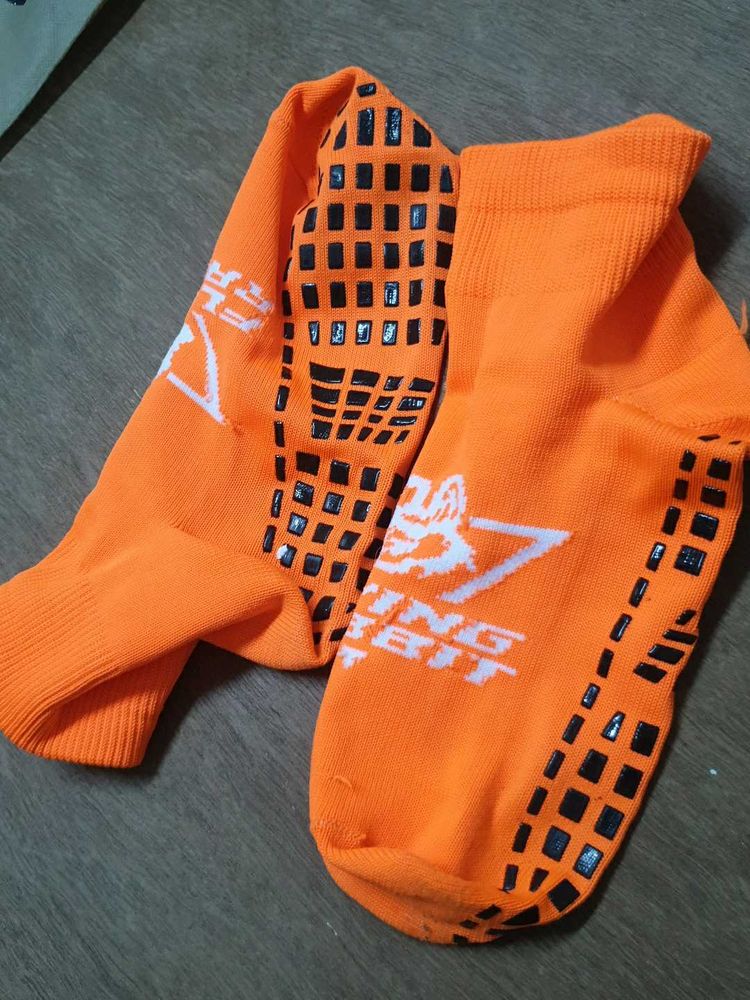 Bright Orange Grip Socks