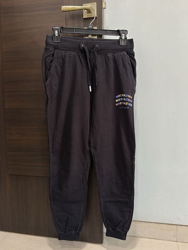 Black Joggers with "Motivation" Print