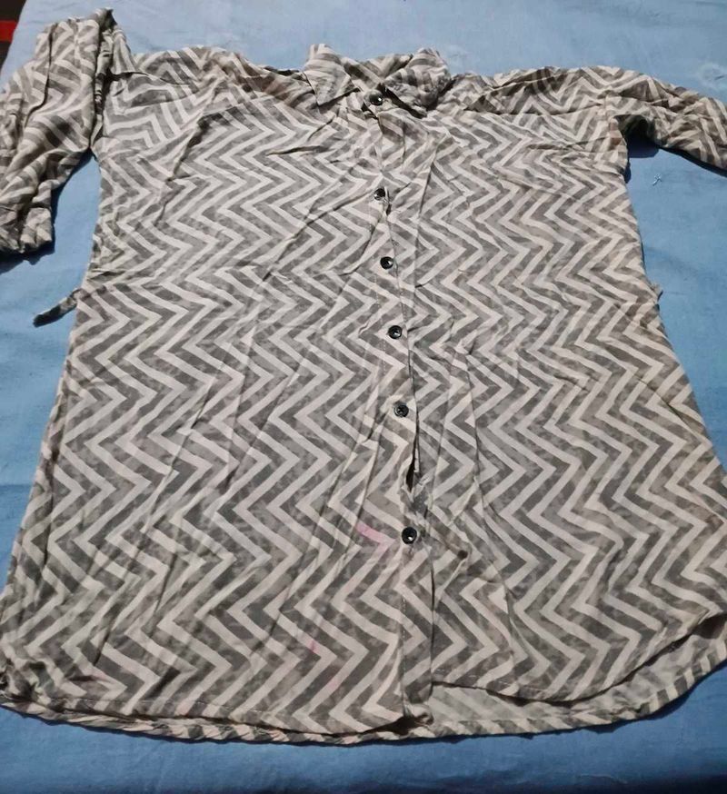 Chevron Print Button-Down Shirt