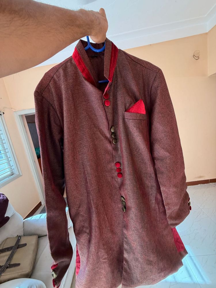 Men's Maroon Ethnic Jacket