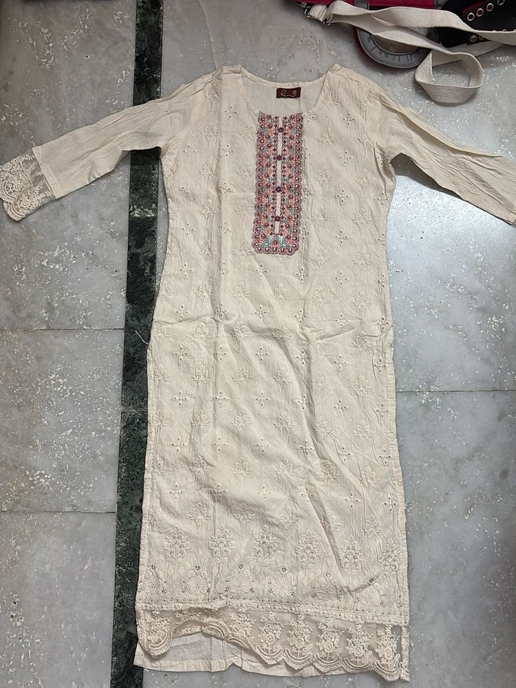 Embroidered Cotton Kurta