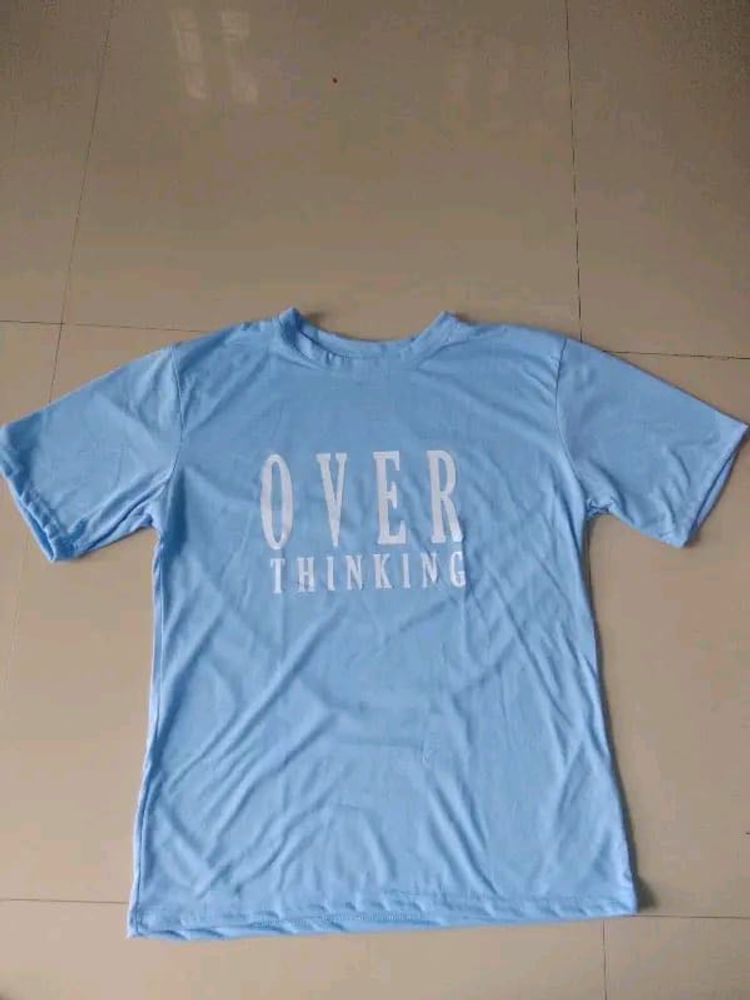 Blue Graphic Tee - "Over Thinking"