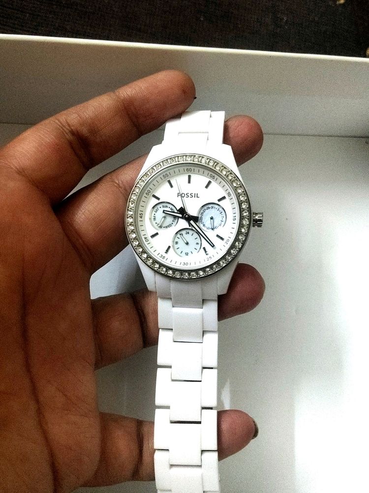 Fossil White Watch For Women