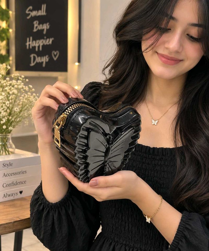Cute Heart Shaped Butterfly Clutch
