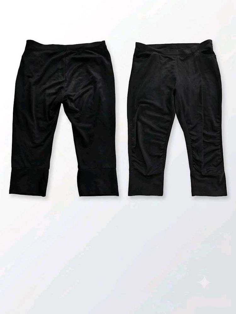 Black Cropped Velour Pants