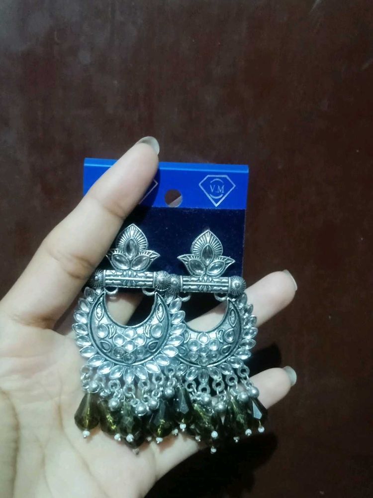 Elegant Ethnic Silver Jhumka Earrings