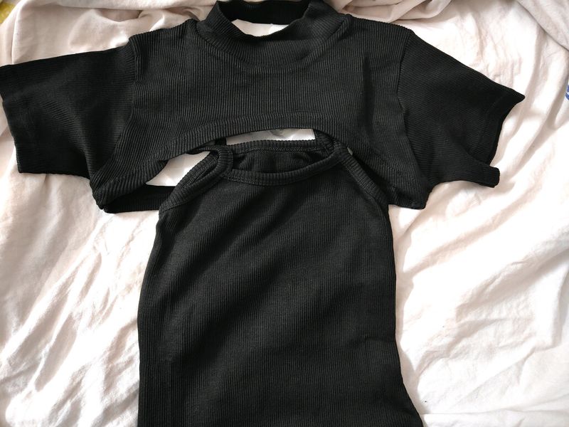 Korean 2 Piece Black Dress