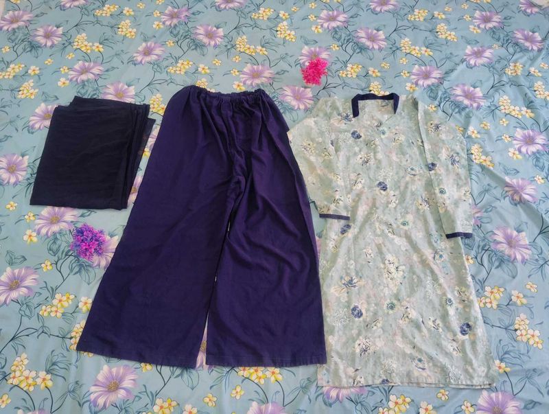 Light Blue Floral Kurta Set