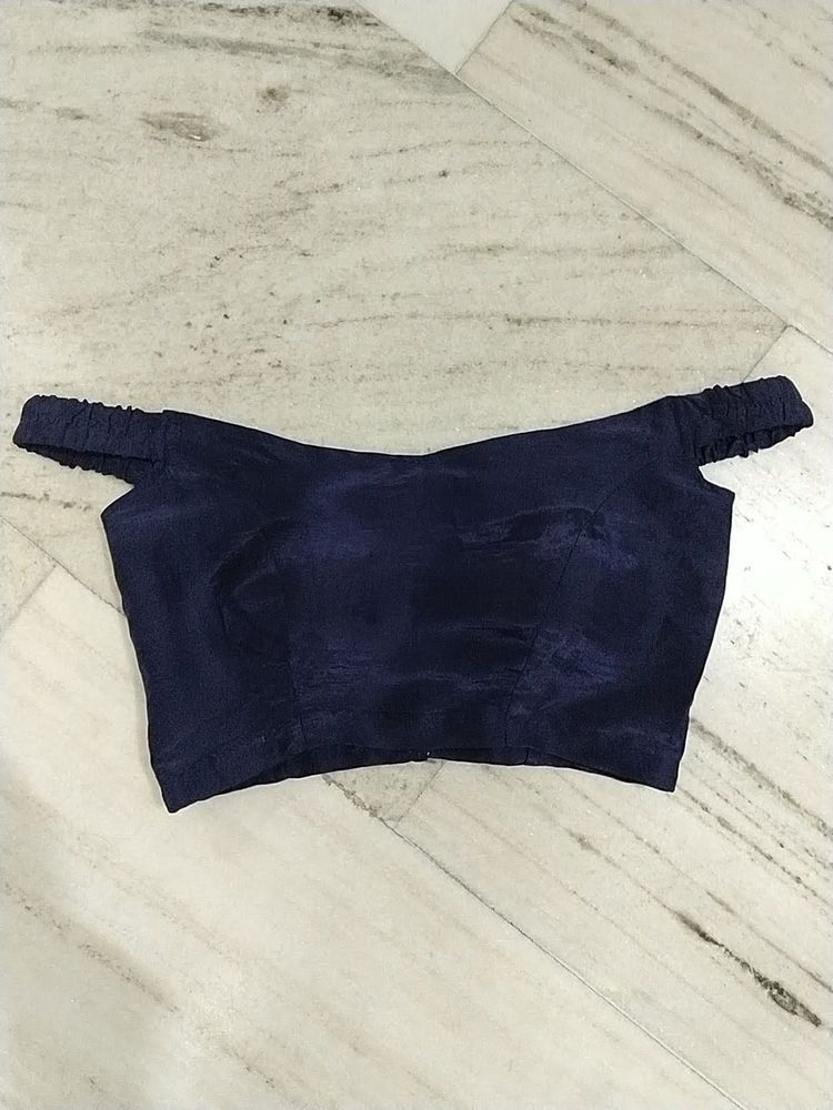 Off-Shoulder Navy Blue Blouse fix price