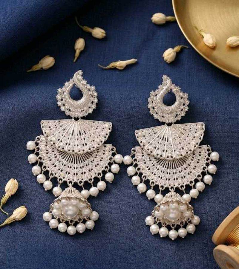 New  Silver colour Jhumka Earrings (NEVER USED)