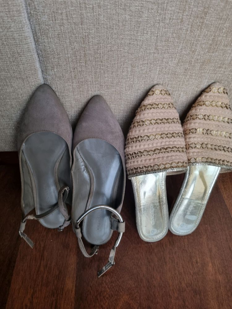 Preloved Set 2 Charles&amp;Keith Melange Flats Sandal