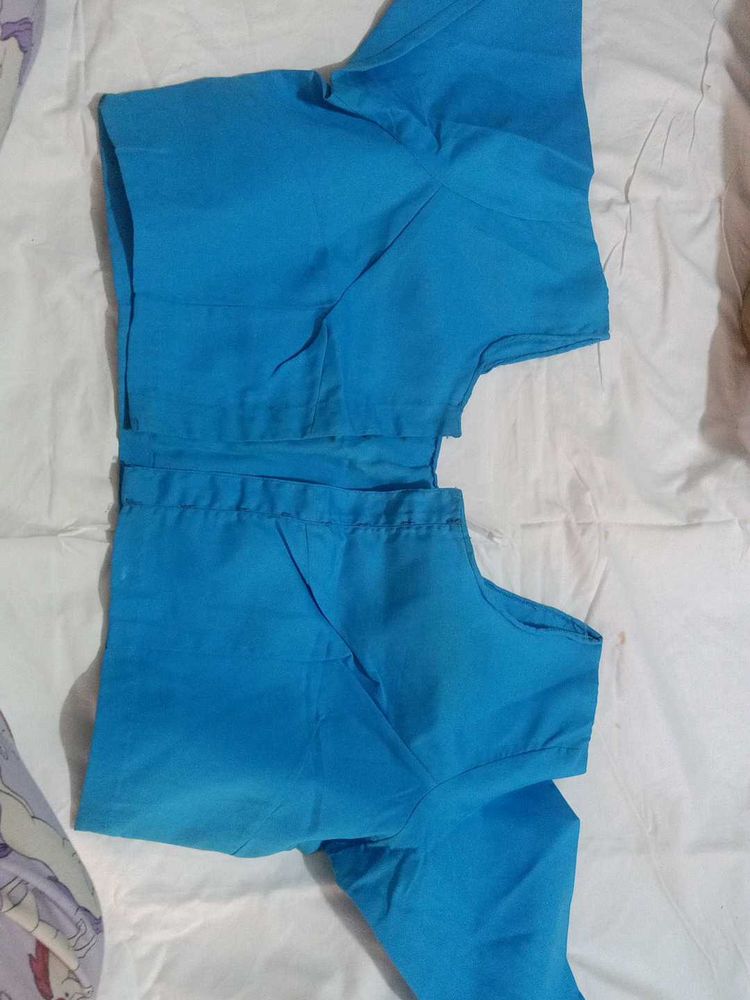 Bright Blue Cotton Blouse