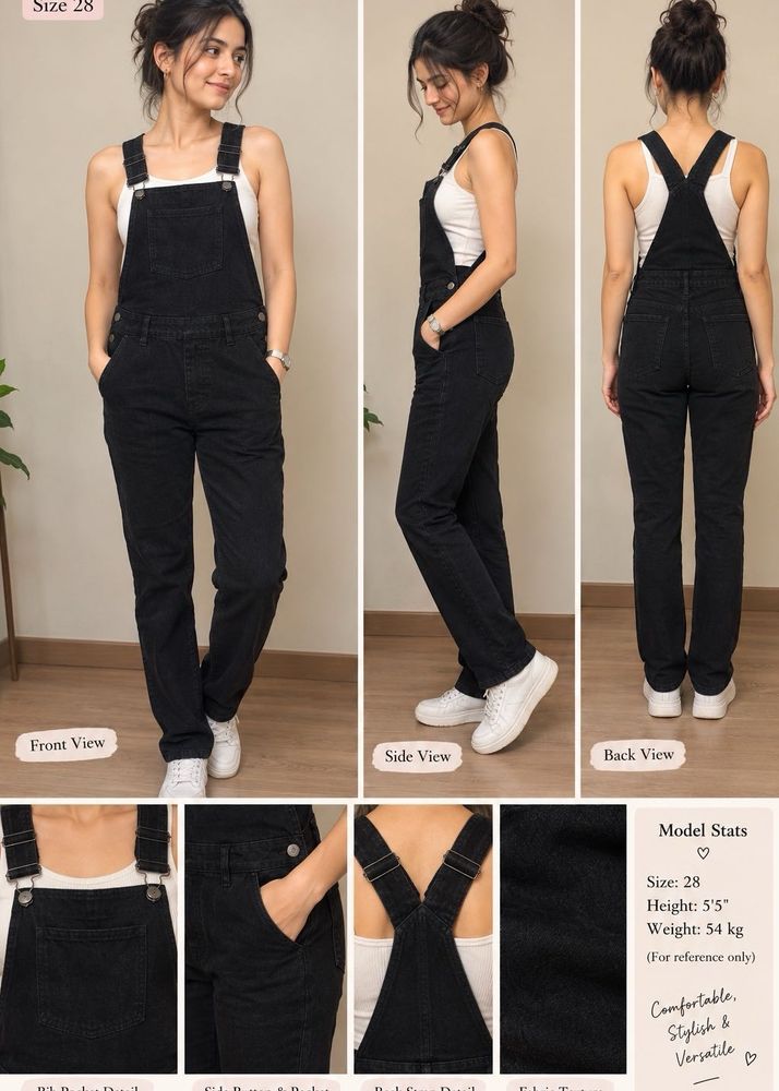 Black Denim Overalls