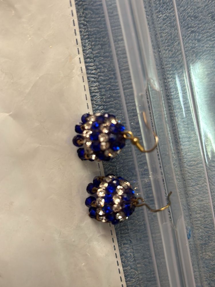 Sparkling lakh material  Blue Jhumka Earrings