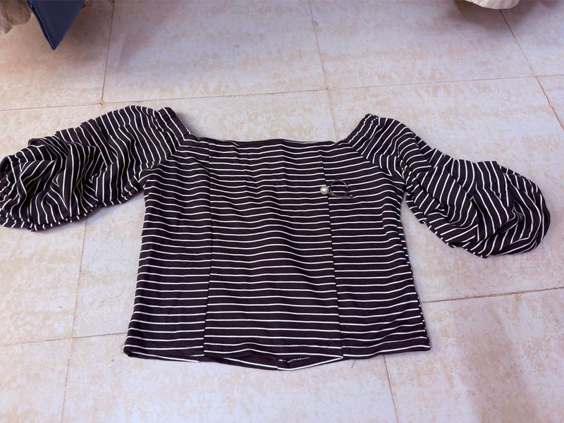 Striped Puff Sleeve Top