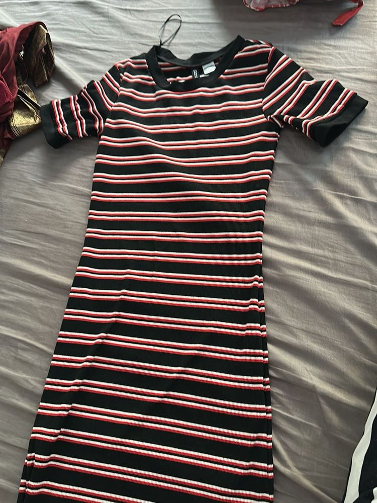 Striped Bodycon Midi Dress