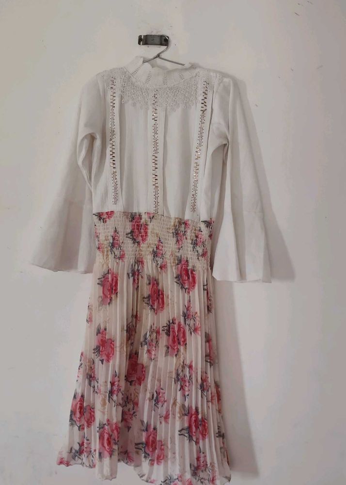 Floral Pleated Fit &amp; Flare Dress