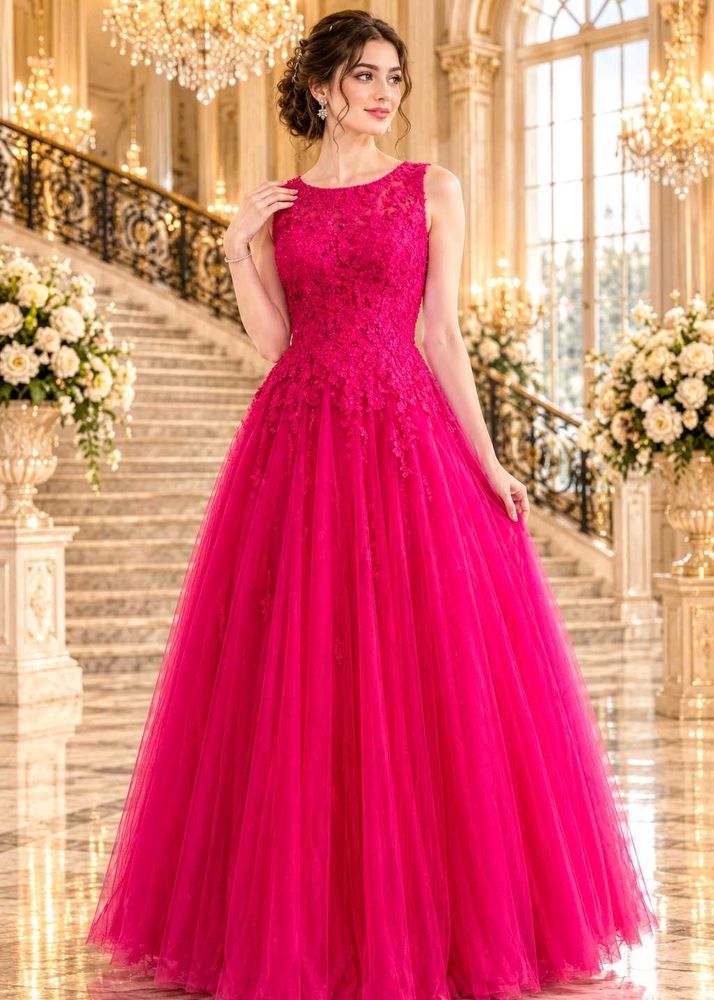 Stunning Pink Lace Gown