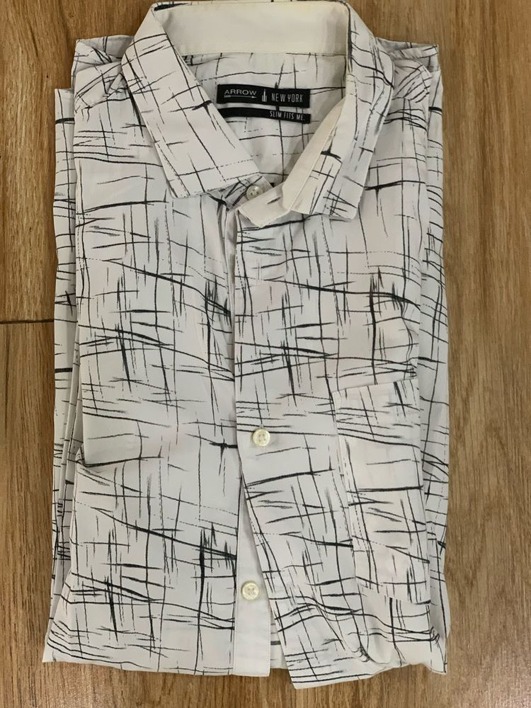 Arrow New York Men's White Graphic Shirt