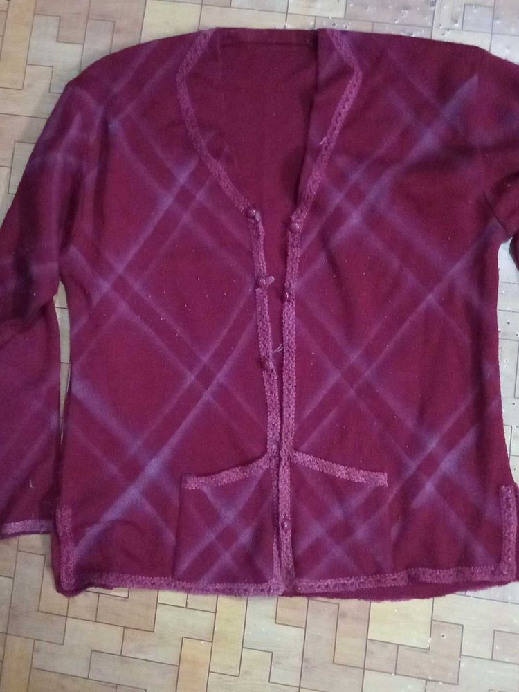 Maroon Knit Cardigan