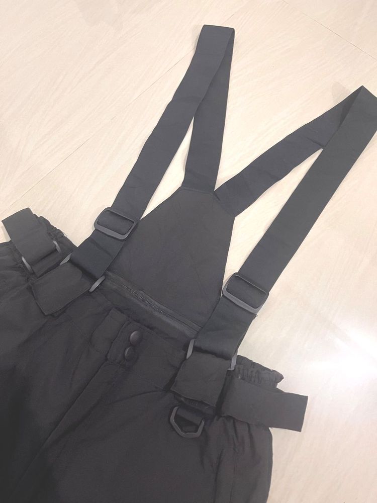 Black Snow Bib Pants with Suspenders