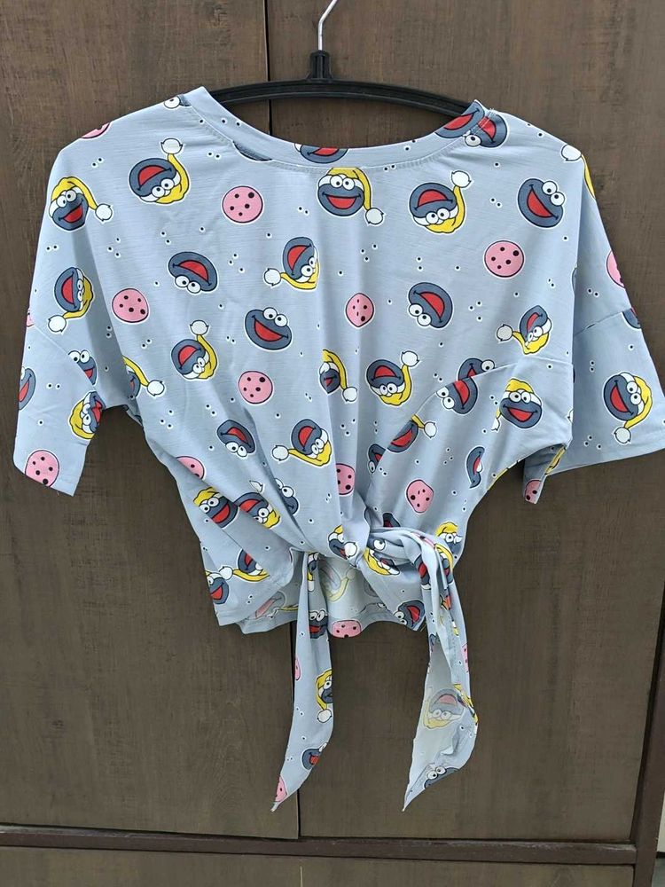 Cute Cartoon Print Crop Top