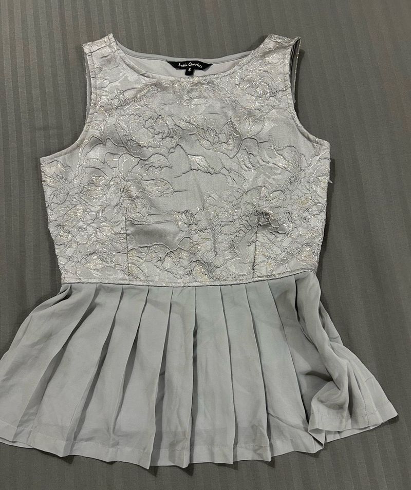 Elegant Silver Lace Top