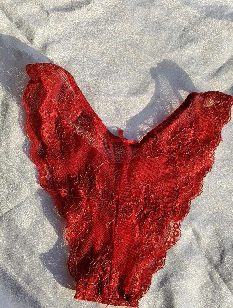 Sheer Lace Red Briefs