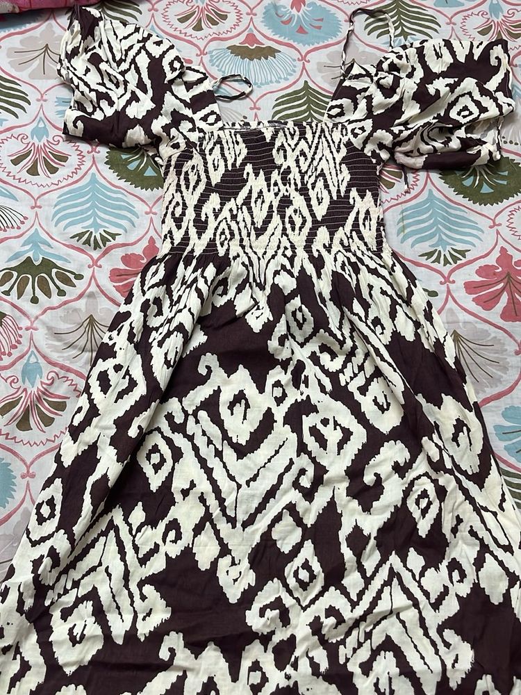 Boho Print Smocked Maxi Dress