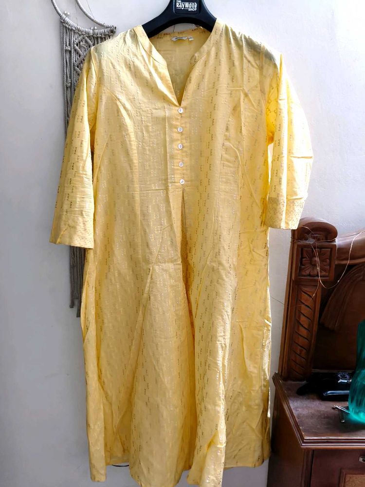 Max Women Yellow Printed A-line Kurta XXL
