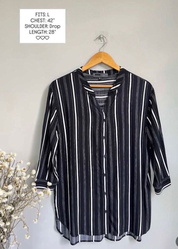 Chic Striped Button-Up Tunic
