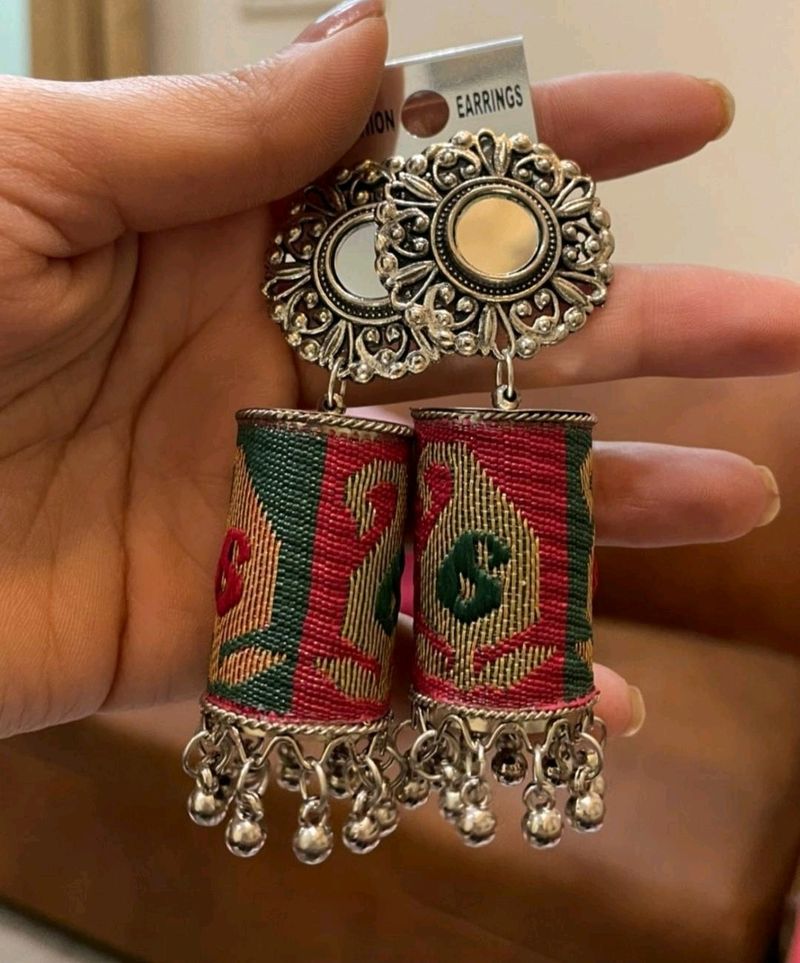 Ambi Earrings with Mirror Work.