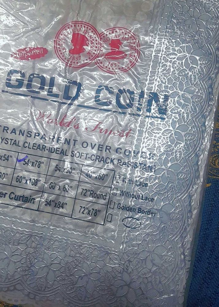 Gold Coin Transparent Table Cover