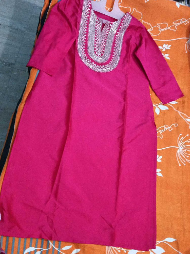 Pink Embroidered Kurti