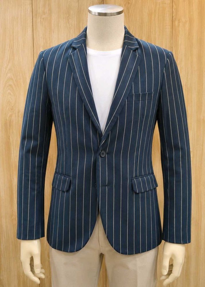 Men's Striped Navy Blazer