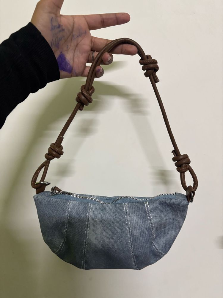 Denim Sling Bag with Knot Detail