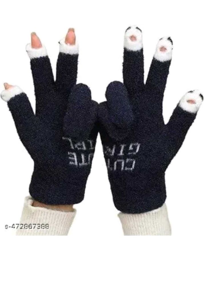 Cute Girl Text Gloves