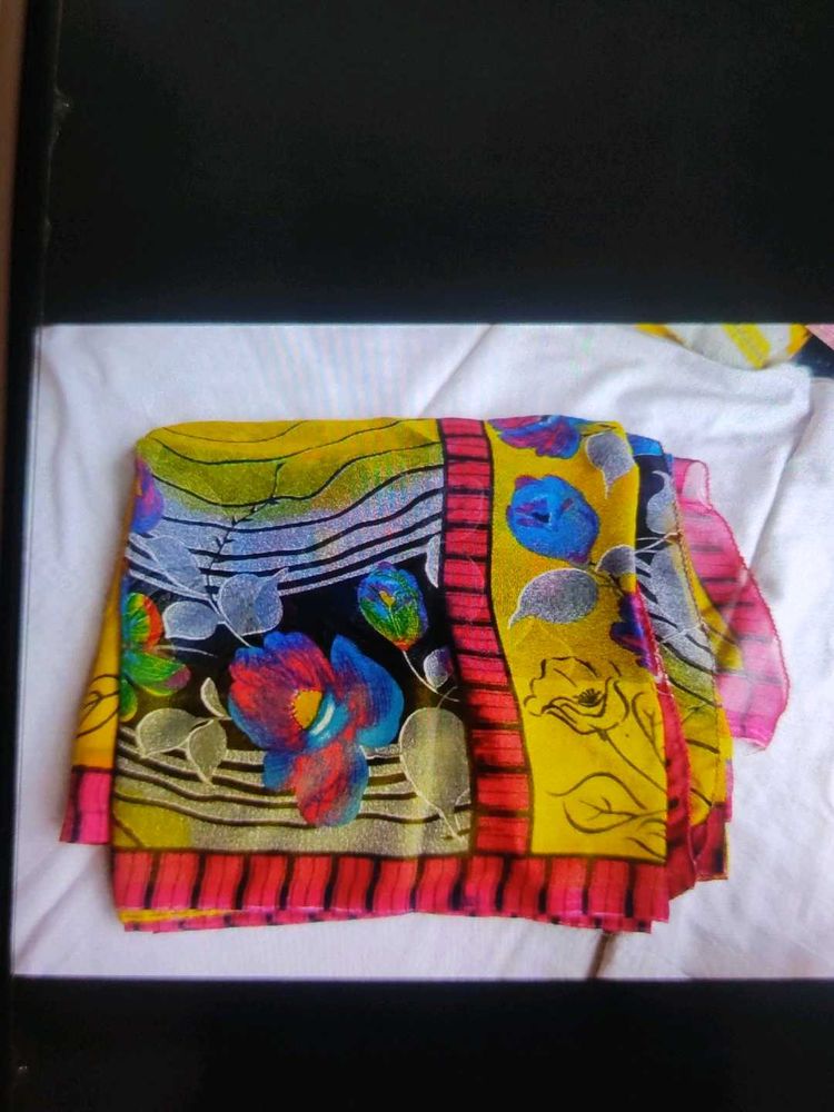 Vibrant Floral Print Saree