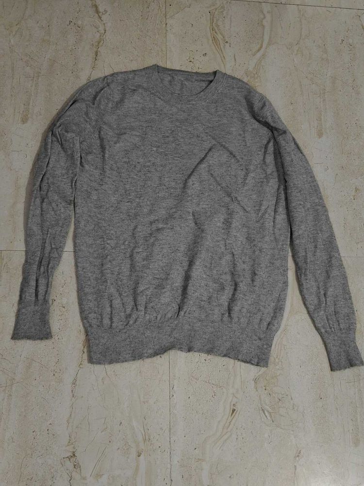 Grey Long Sleeve Knit Sweater