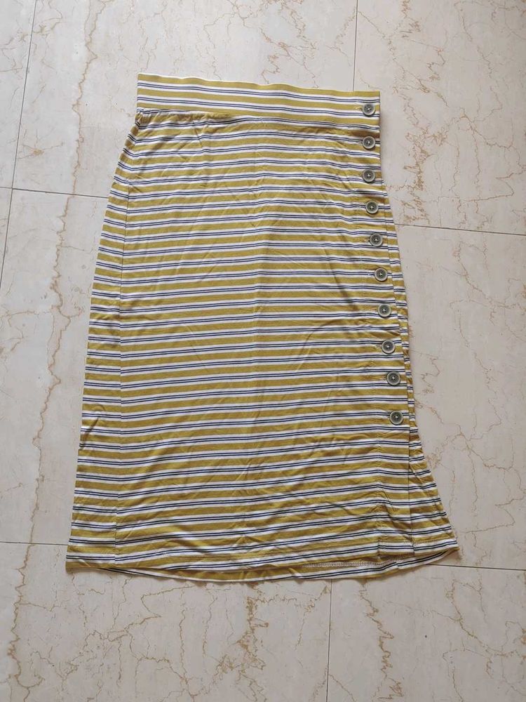 Striped Button-Up Maxi Skirt