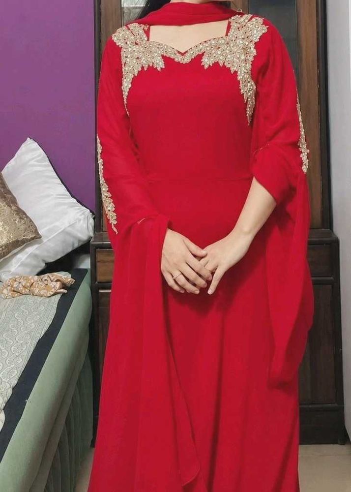 rani real colour....Elegant Red Embellished Gown