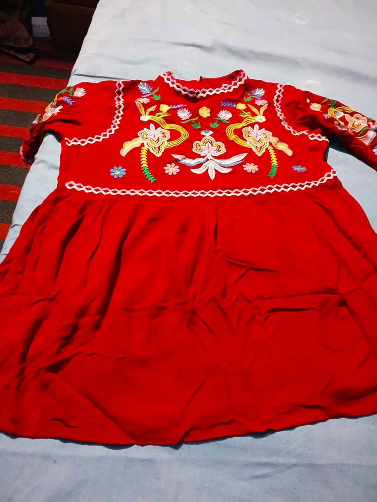 Red Embroidered top