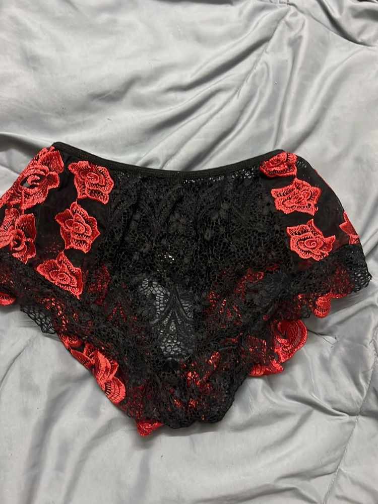 Black Lace Rose Briefs