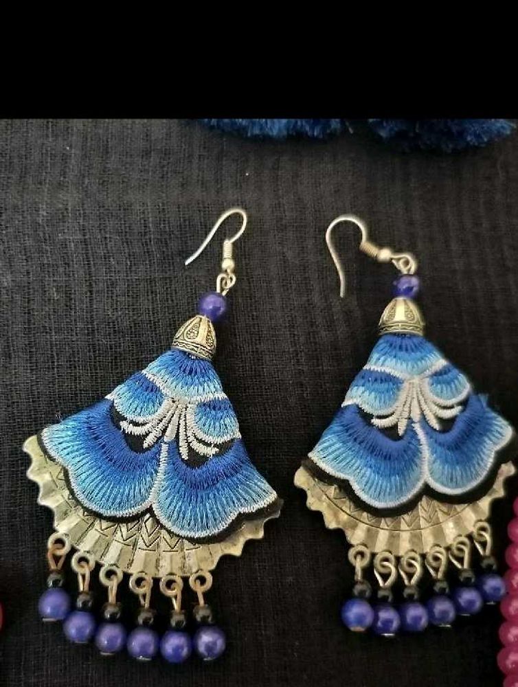 Blue Tassel Earrings