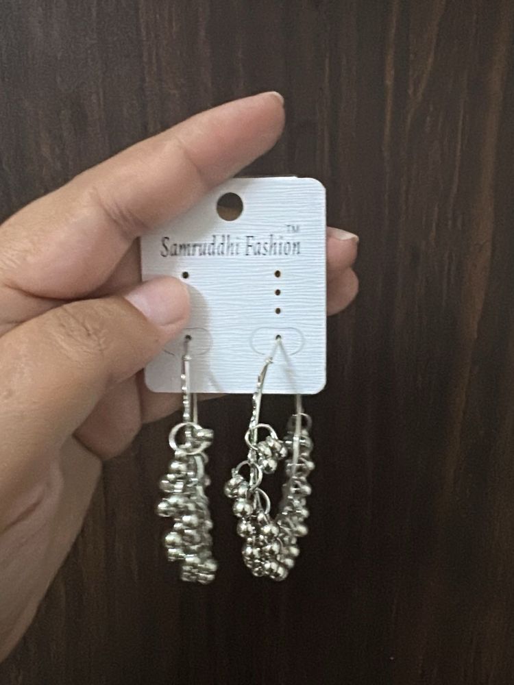Stylish Silver Ball Drop Earrings