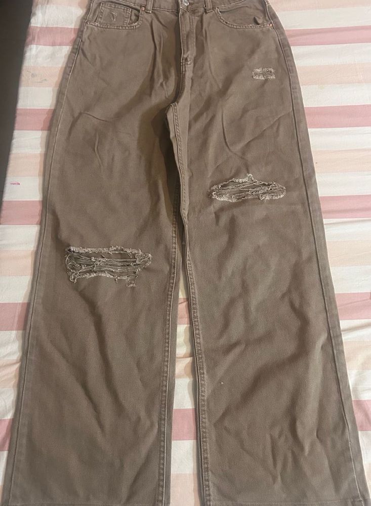 Brown Wide Leg Jeans